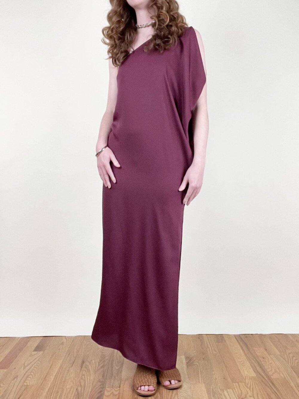 BCBGMAXAZRIA Venetian Rose Cascading One Shoulder Gown Maxi Dress Greek Goddess - Picture 9 of 14